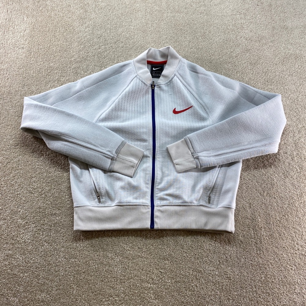 Nike Track Jacket Kids Small Grey Excellent Bomber Full Zip Swoosh‎ CZ3619-100
